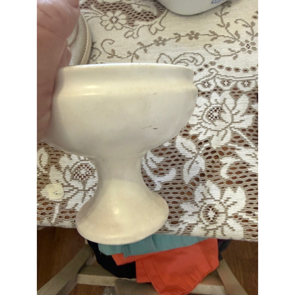 Vintage mccoy florentine USA Cream White Pedestal Bowl Planter Art Pottery